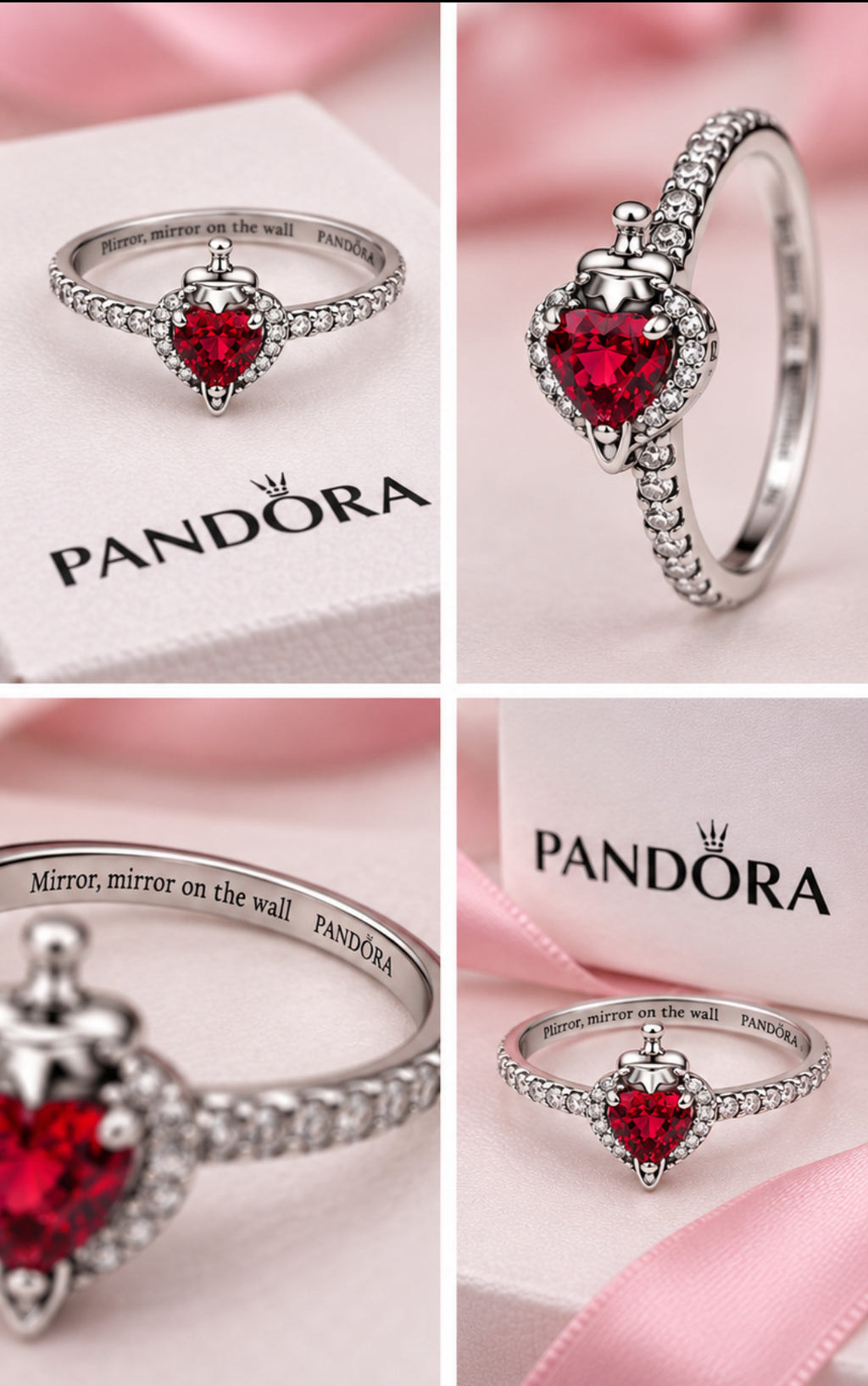Anillo Corazón Rojo de Princesa en Plata S925 ✨❤️