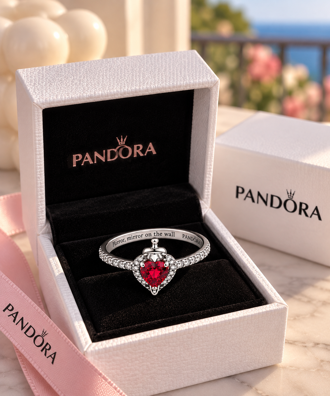 Anillo Corazón Rojo de Princesa en Plata S925 ✨❤️