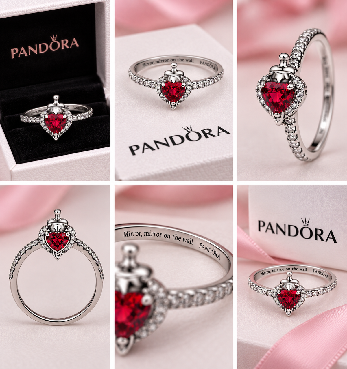 Anillo Corazón Rojo de Princesa en Plata S925 ✨❤️