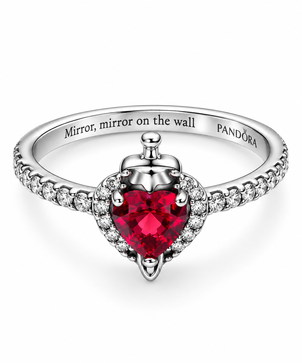 Anillo Corazón Rojo de Princesa en Plata S925 ✨❤️