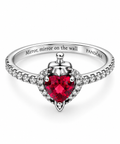 Anillo Corazón Rojo de Princesa en Plata S925 ✨❤️